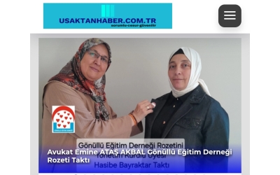 Avukat Emine Ataş Akbal Gönüllü Eğitim derneği Rozeti taktı