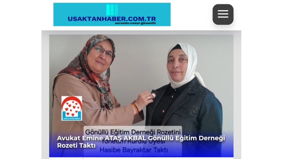 Avukat Emine Ataş Akbal Gönüllü Eğitim derneği Rozeti taktı